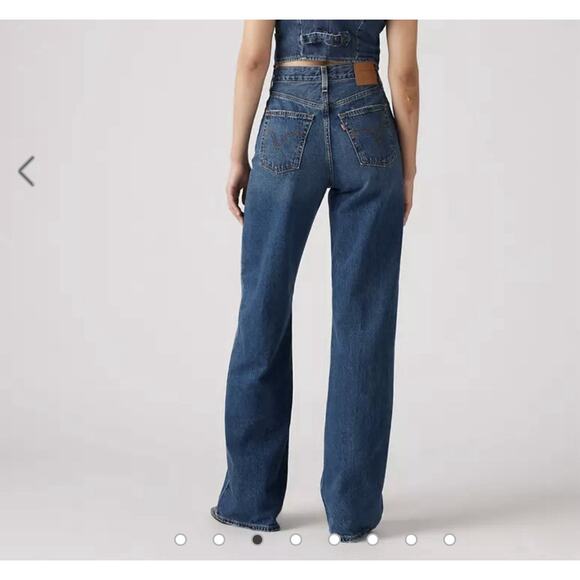 Levi Strauss Women’s Jeans Rib Cage Bell Sz 34 Wide Leg Hippie Retro - Picture 1 of 11